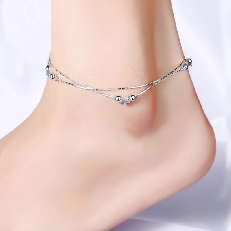 Modyle Zilveren Enkelbandje Vrouwelijke Brief Hart Bohemian Cheville Boho Charm Sieraden Infinity Enkels Armbanden Voor Vrouw