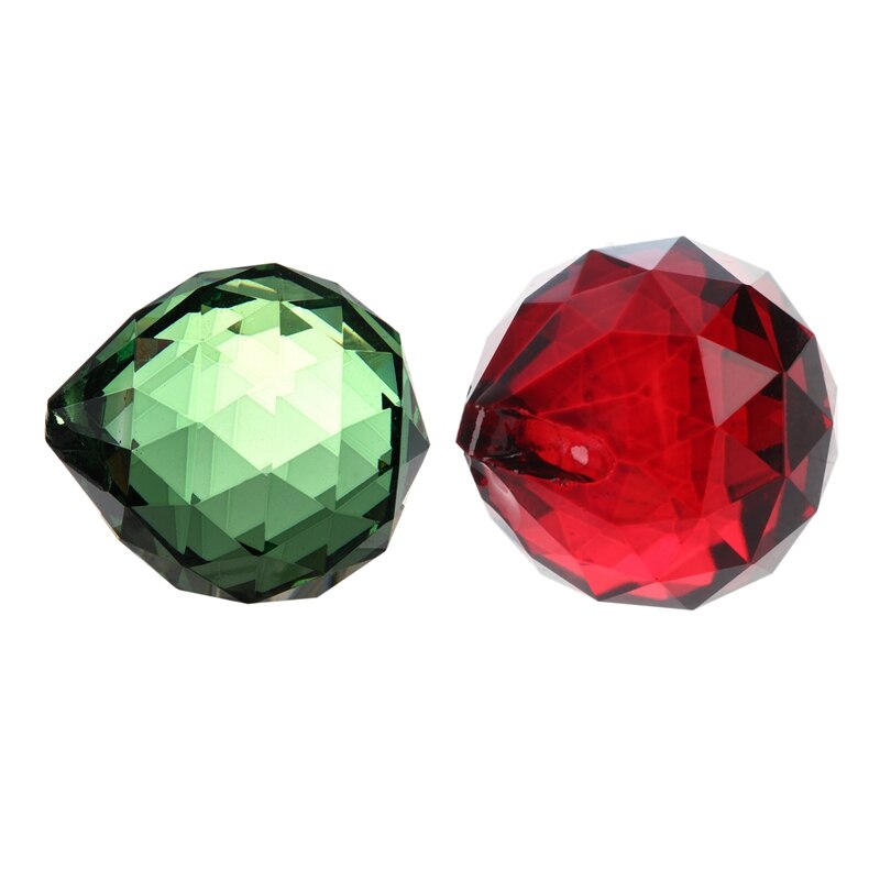 ! Feng Shui Crystal Ball - 40mm Green & 30mm Red