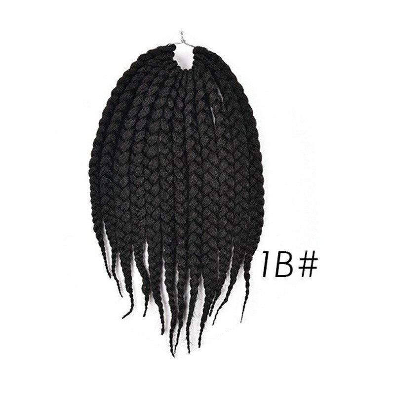 Feibin box hæklede fletninger hair extensions syntetisk fletning hair extension: #1b / 18 inches