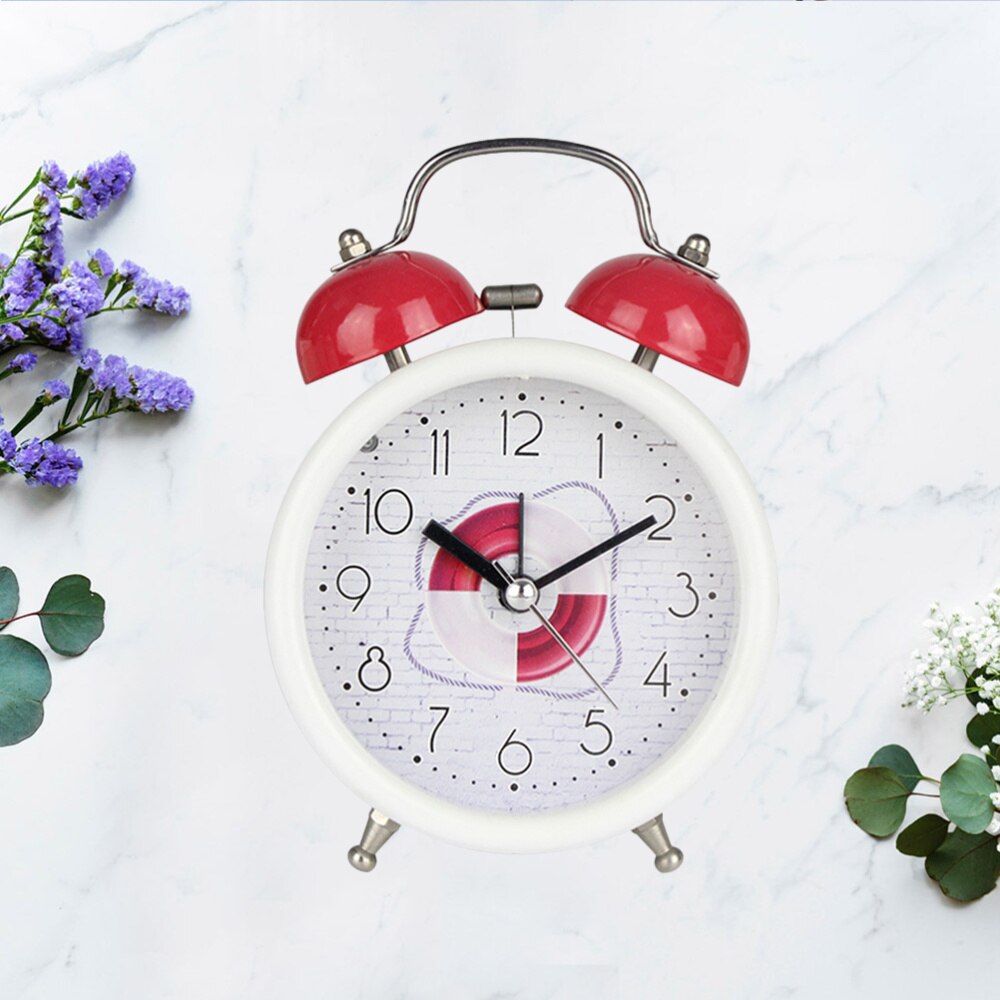 1PC Fresh Alarm Clock Simple Bedroom Desk Clock Metal Chimed Clock Household Alarm Clock Modern Ringing Alarm C