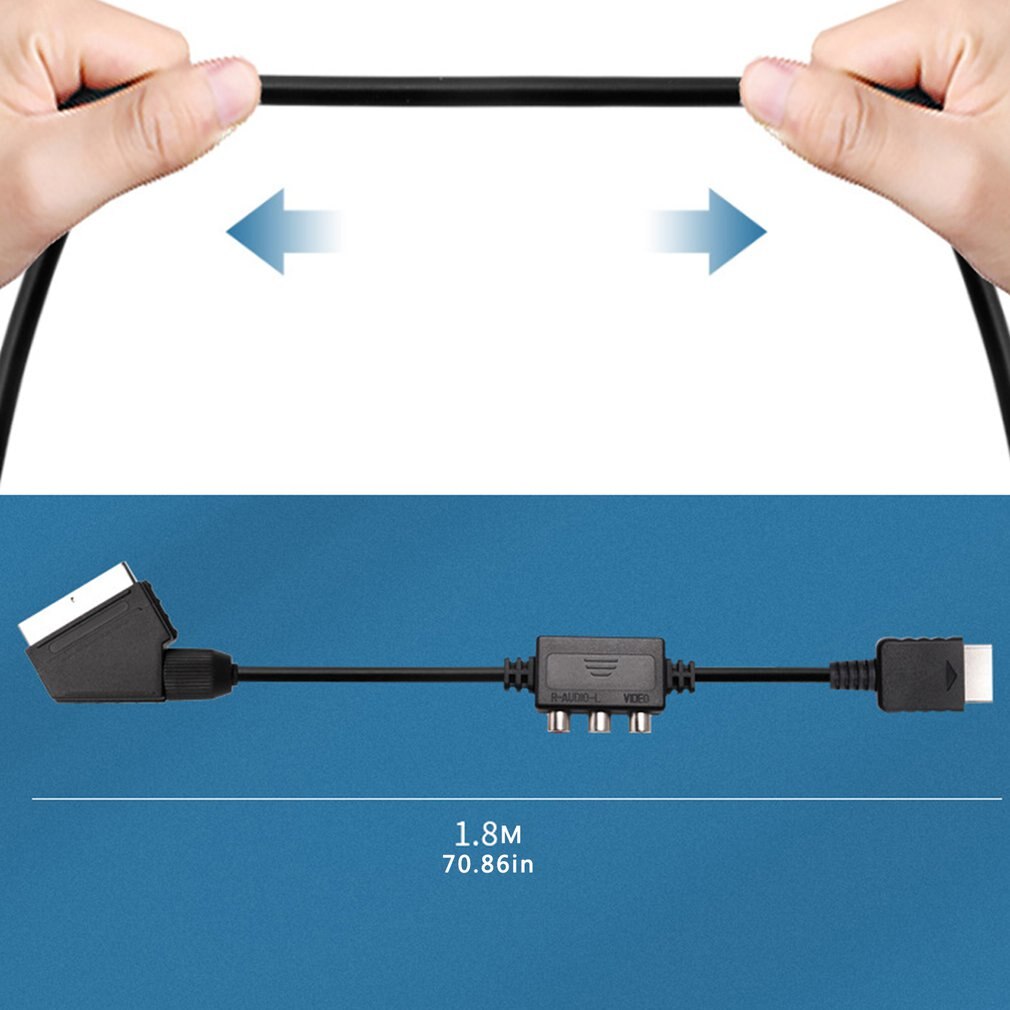 2 in 1 RGB SCART + AV RCA Output Cable Cord 1.8 Meters for Sega Dreamcast HDMI Set Top Box Media Player