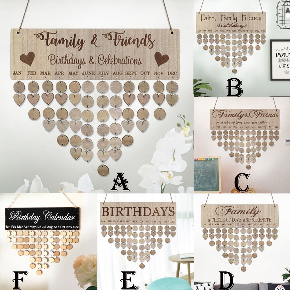 Adventskalender födelsedag trä speciell dag påminnelsestavla hemhängande dekor prydnad år dekoration verjaardags kalender 4
