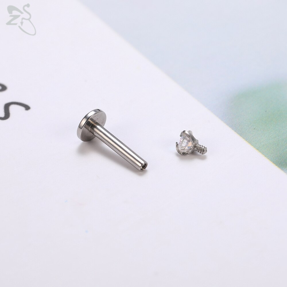 ZS 6 Teile/los 16G Edelstahl Labret Lippe durchbohren einstellen 3/4/5/6MM CZ kristall Ohr Knorpel Tragus Wendel Conch Piercings Schmuck