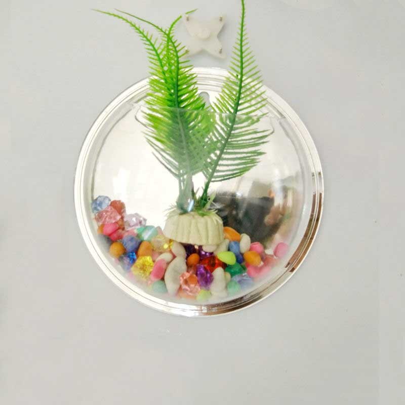 Acrylic Fish Bowl Wall Hanging Aquarium Tank Aquatic Pet Supplies Pet Products Wall Mount Fish Tank For Betta Fish: mirror surface / 23cm