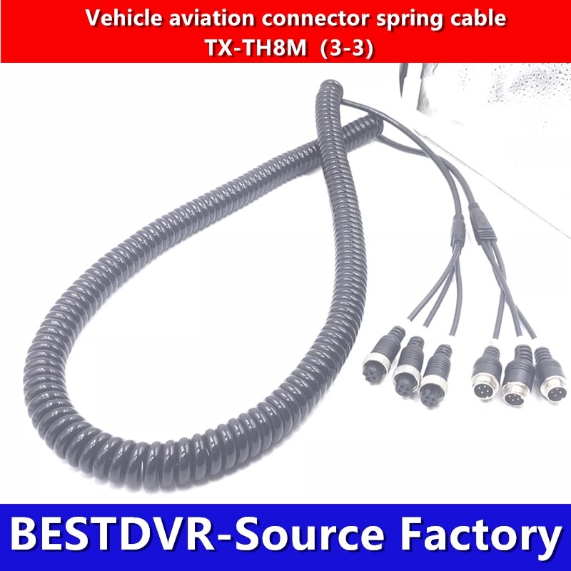 Vehicle aviation connector extension cables spring cable mobile dvr Mdvr connecting camera Wire Factory