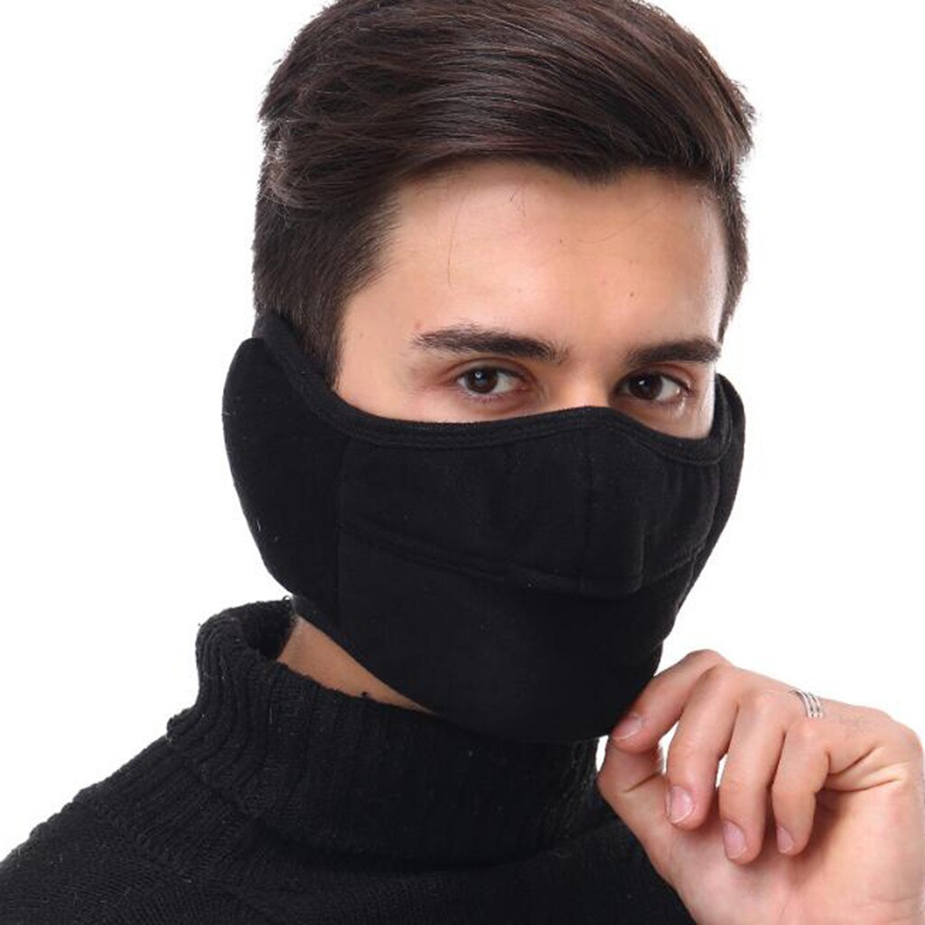 1PCAdult Cycling Face Covering Solid Color Winter Two-in-one Earmuffs Warm Mask Dustproof Coldproof Riding Mask Mascarillas: I