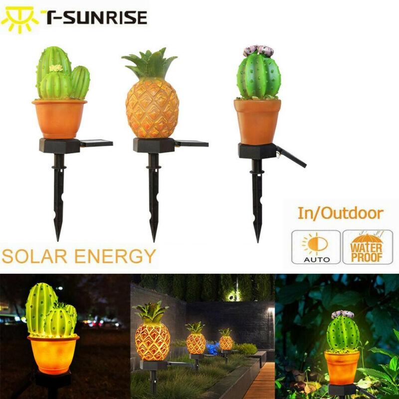 1pc solcellsdrivna trädgårdsled lampor frukt-form gräsmatta prydnad vattentät lampa ananas kaktus växt form