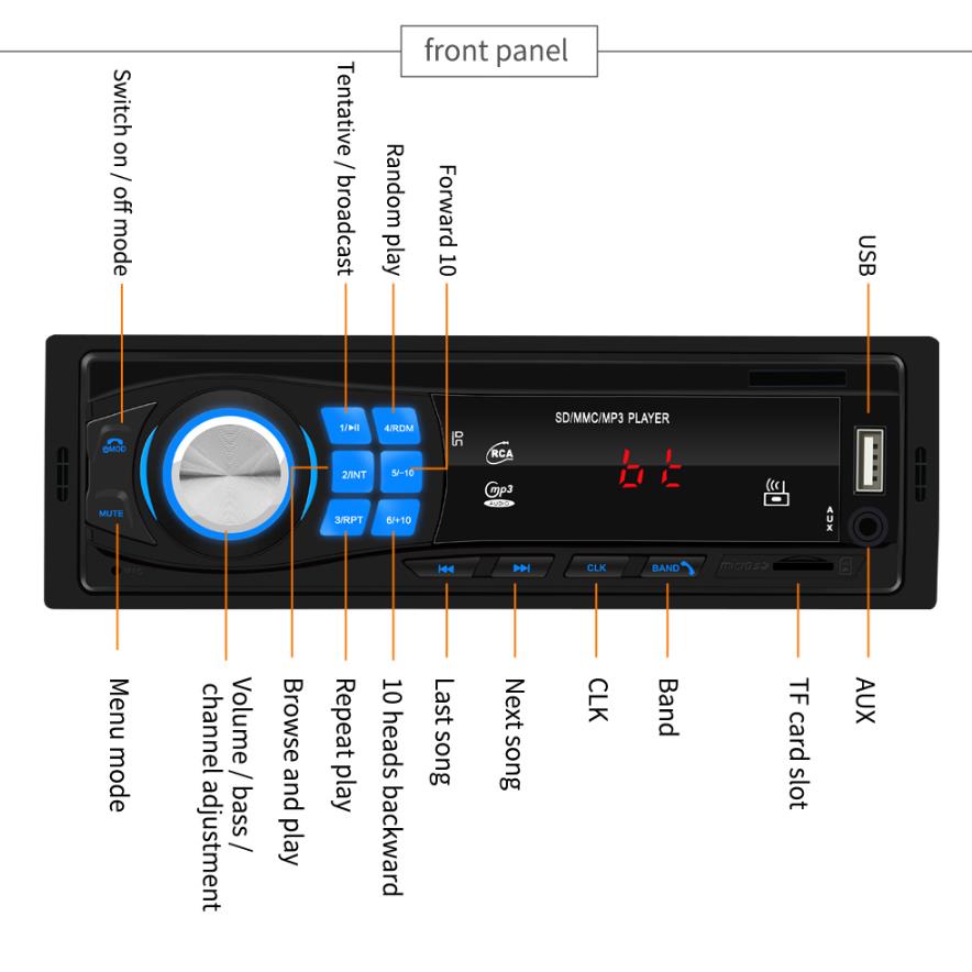 Bluetooth autoradio fm rádio do carro in-dash 1 din entrada aux receptor estéreo tf usb controle remoto 12v carro mp3 player multimídia