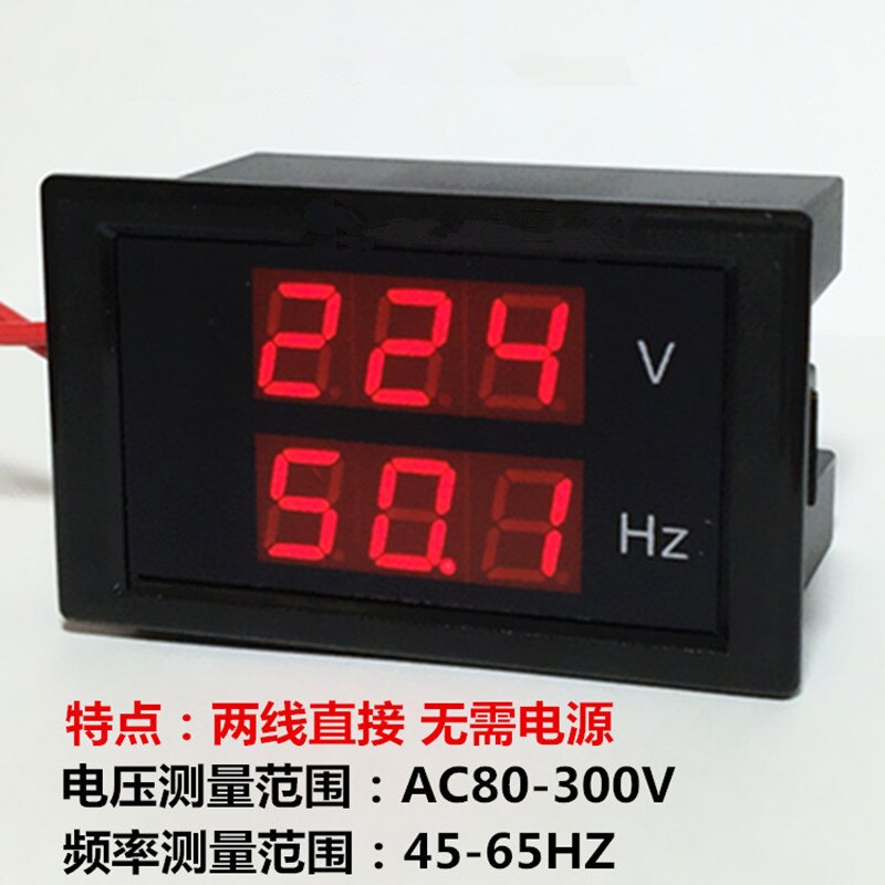 Dual Display Voltage Frequency meter AC80-300V 45-65HZ Frequency Counter Voltmeter Hertz HZ Meter With Red Led