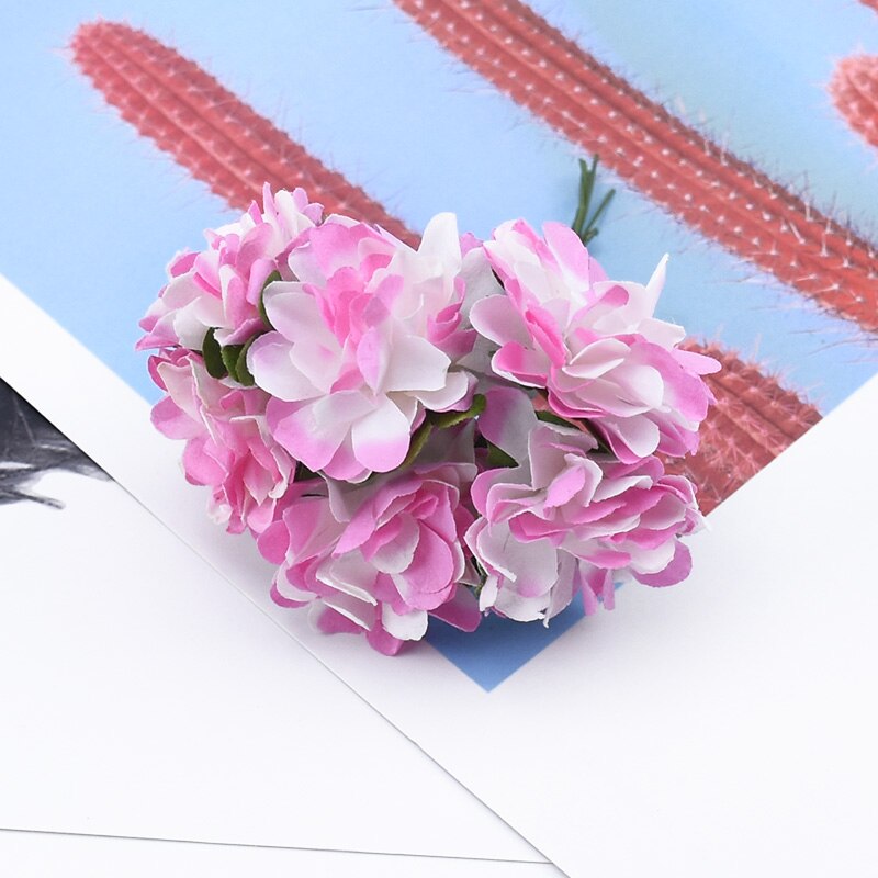 6 stykker papir nellike blomster dekorativ krans brud håndled broche juleblomster gør det selv bryllup boks kunstige blomster: 3