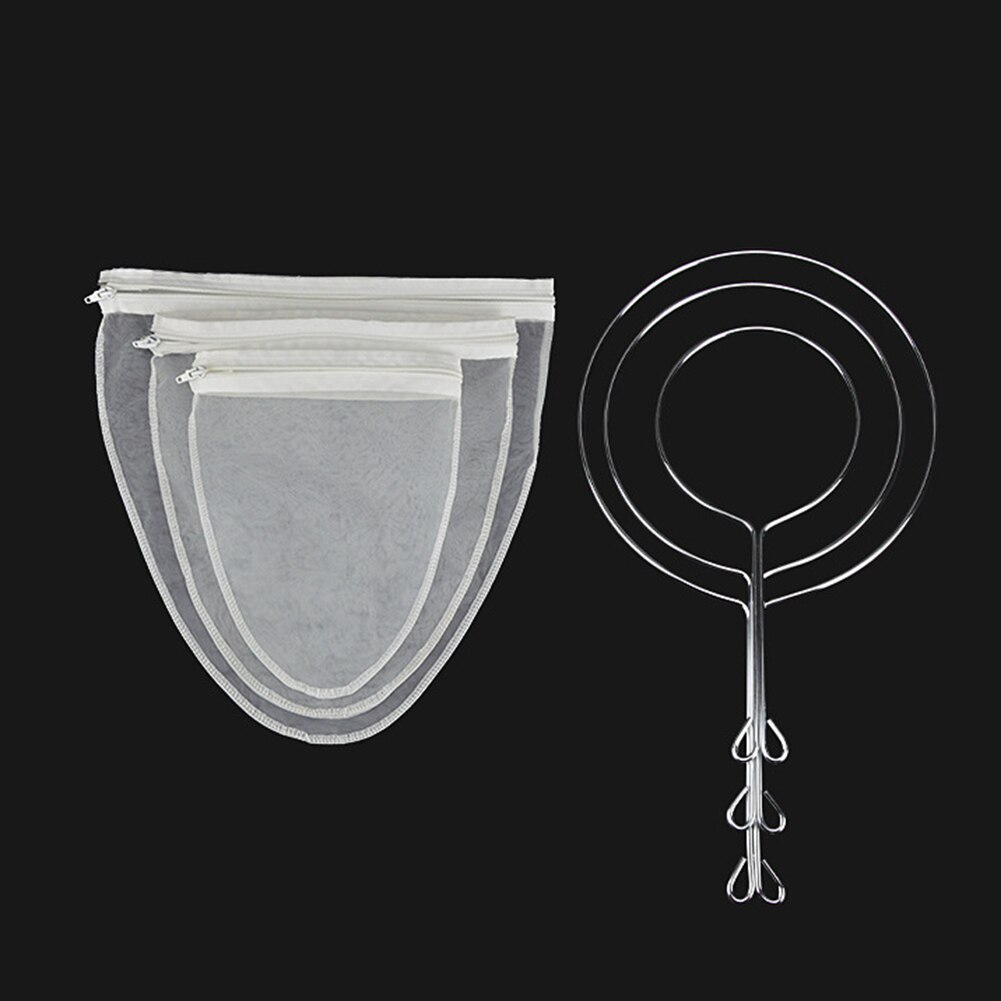 Reusable Stainless Steel Handle Cotton Cloth Strainer Coffee Tea Mesh Filter Bag