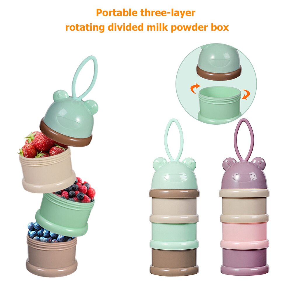 3 Layers Baby Food Storage Box Portable Rotating Milk Powder Box Formula Dispenser Food Container Kids Food Storage Container