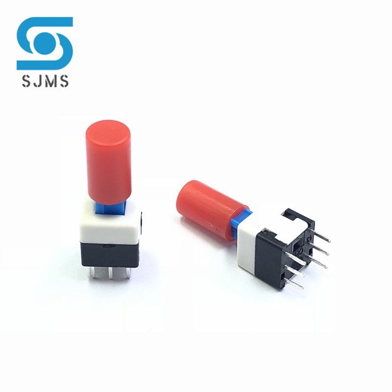 Interruptor de botón táctil autoblocante, 5,8x5,8 MM, 7x7MM, 8x8MM, 8,5x8,5 MM, microinterruptor de reinicio, tapa táctil A04, 10 unidades: M / Rojo