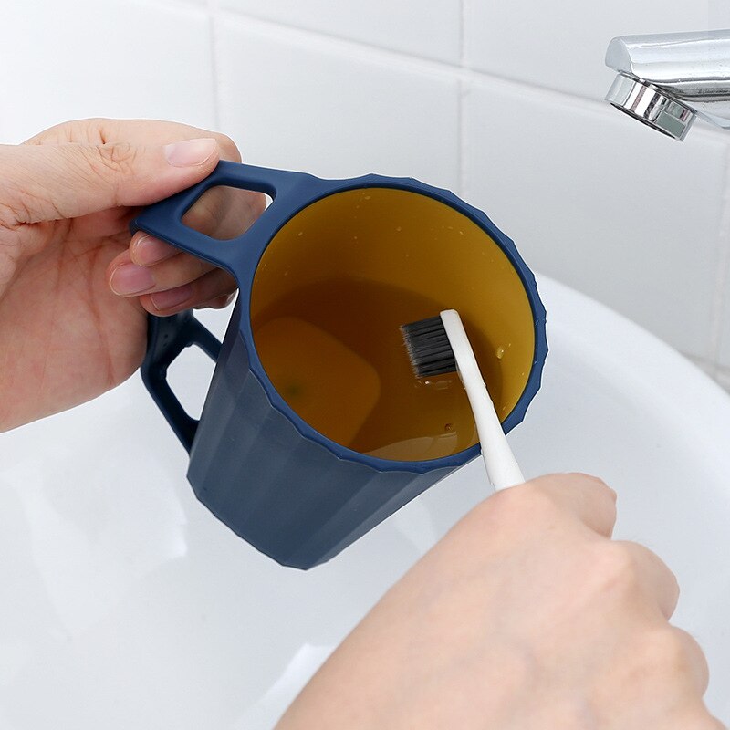 Household Washing Mups With Handle Couple Brushing Cups Children Mouthwash Cup Solid Color Cute Tooth Cylinder Cups