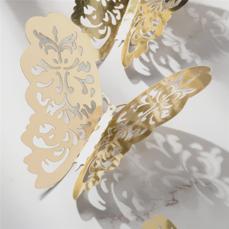 12 Uds 3D hueco de la pared pegatinas de Mariposas para nevera para decoración del hogar Mariposas Decorativas decoración de la pared de Mariposas Decorativas 3