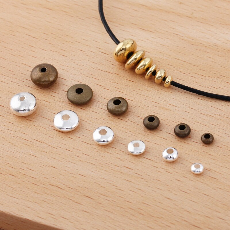 20-100pcs Metal Spacer koraliki koło koralik płaskie okrągłe luźne koraliki płaskie okrągłe koralik dla DIY akcesoria do wyrobu biżuterii dostaw