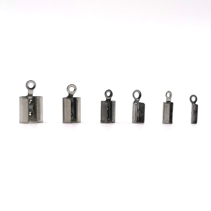 50 Stuks Lederen Armband Rvs Einde Sluitingen Caps Ketting Vouwen Crimp Cord Ends Connector Voor Sieraden Maken Accessoires