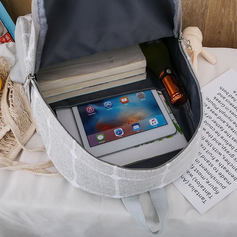 3 pièces/ensemble fille collège sac d'école décontracté nouvelles femmes sac à dos rayé livre Packbags pour adolescent voyage épaule sac à dos
