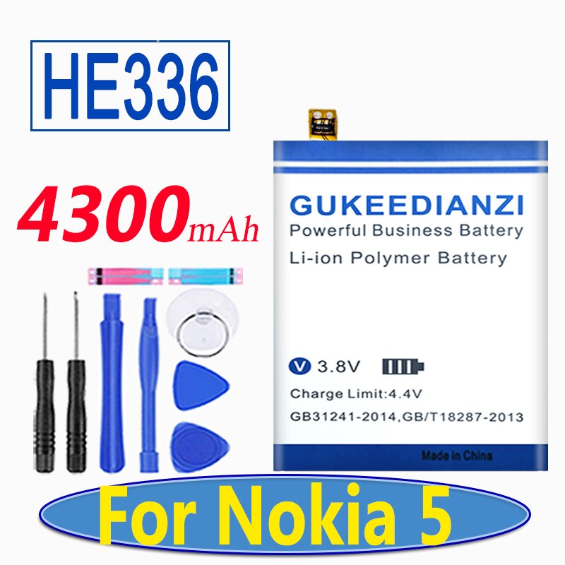 GUKEEDIANZI Batteria Ad Alta Capacità Per Nokia 2 3 5 6 7 7 Plus 8 HE338 HE319 HE321 HE336 HE317 HE335 HE316 HE340 HE346 HE328: HE336