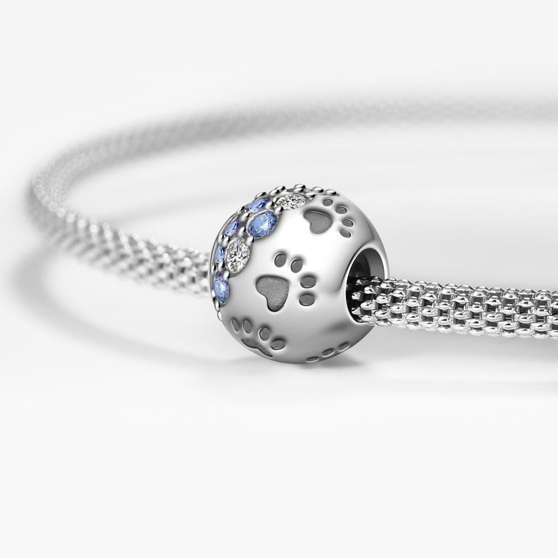 DALARAN DIY Bracelets Footprint Charms Sterling Silver 925 Beads Dazzling Blue Zircon Fit Necklace For Women Jewelry Making