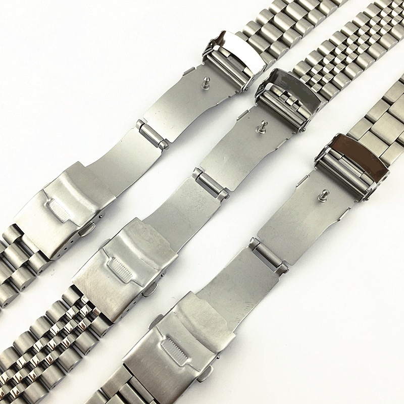 20mm 22mm 24mm armbåndsur i rustfrit stål sølvpoleret herre luksusudskiftning metalurbåndsarmbånd til seiko