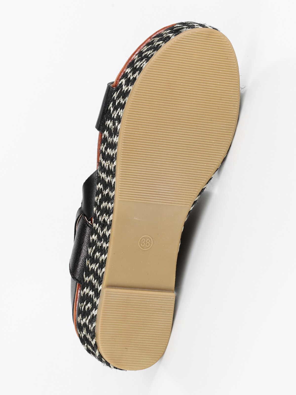 Platform sandalen met touw-zwart