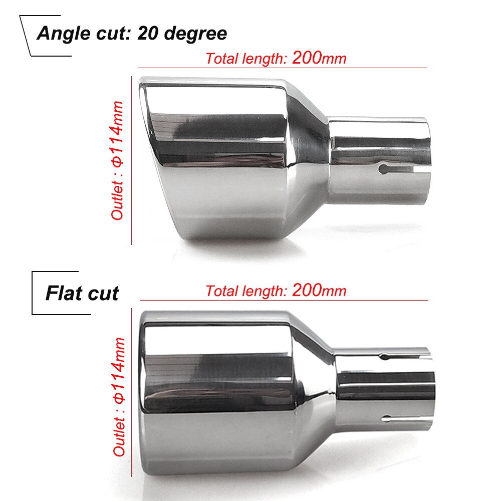 1 stk 114mm udtag universal modifikation biltilbehør sølv krøllet flange lyddæmper udstødning rustfrit stål spids enderør