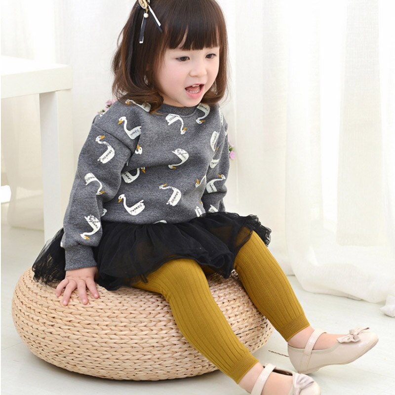 Soft Cotton Knit Warm Baby Tights For Girls 3-5 Years Solid Color Baby Girl Tights Kids Pantyhose Clothes Winter Autumn