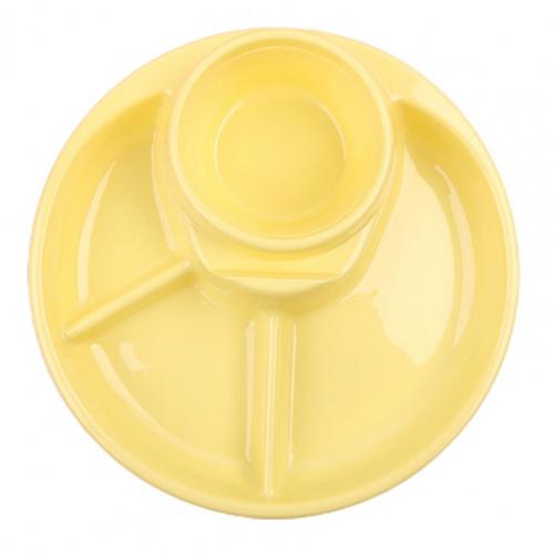 Praktisch Opbergvak Meerdere Grid Gerechten Plaat Servies Plastic Salade Rijst Groente Gerechten Plaat Voor Thuis: Yellow 1