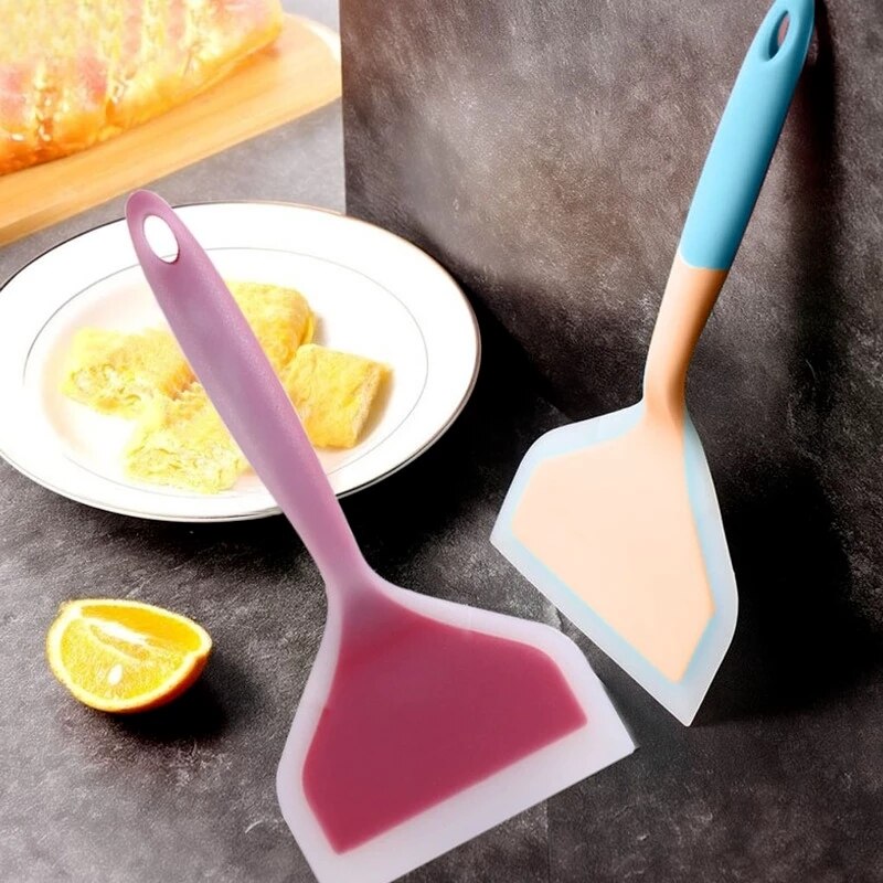 Silicone Kitchen Ware Cooking Utensils Spatula Beef Meat Egg Kitchen Scraper Wide Pizza Cooking Tools Shovel Non-stick Spatula