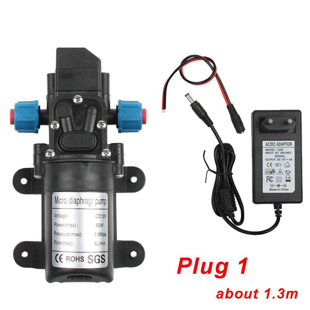 DC12V 60W Mikro Elektrische Membran Wasserpumpe Automatische Schalter Hochdruck Auto Waschen sprühen Wasser Pumpe 3-5L/min: Pumpe mit Adapter 1
