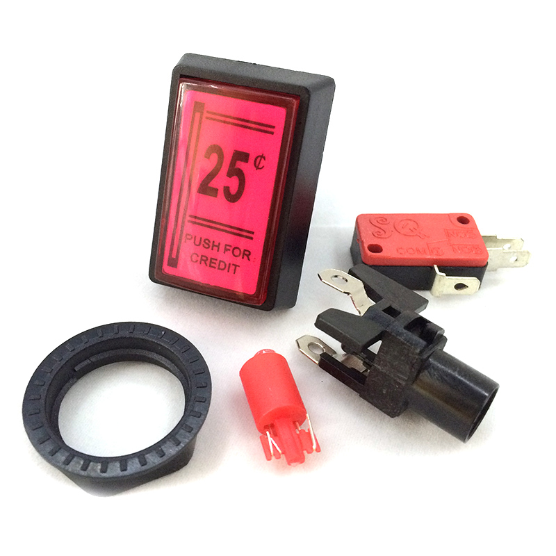 1 Stück 25 Cent rot drücken für Kredit Arkade Münzspiel LED drücken Taste mit Mikroschalter: Ursprünglich Titel