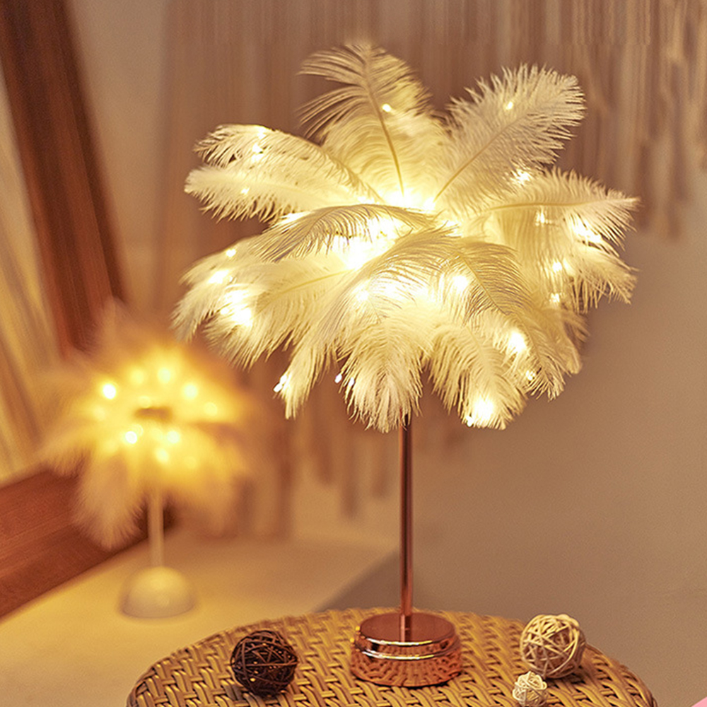 Novidade pena luz da noite fada cobre candeeiro de mesa bateria energia casa sala estar crianças quarto festa casamento decorativo