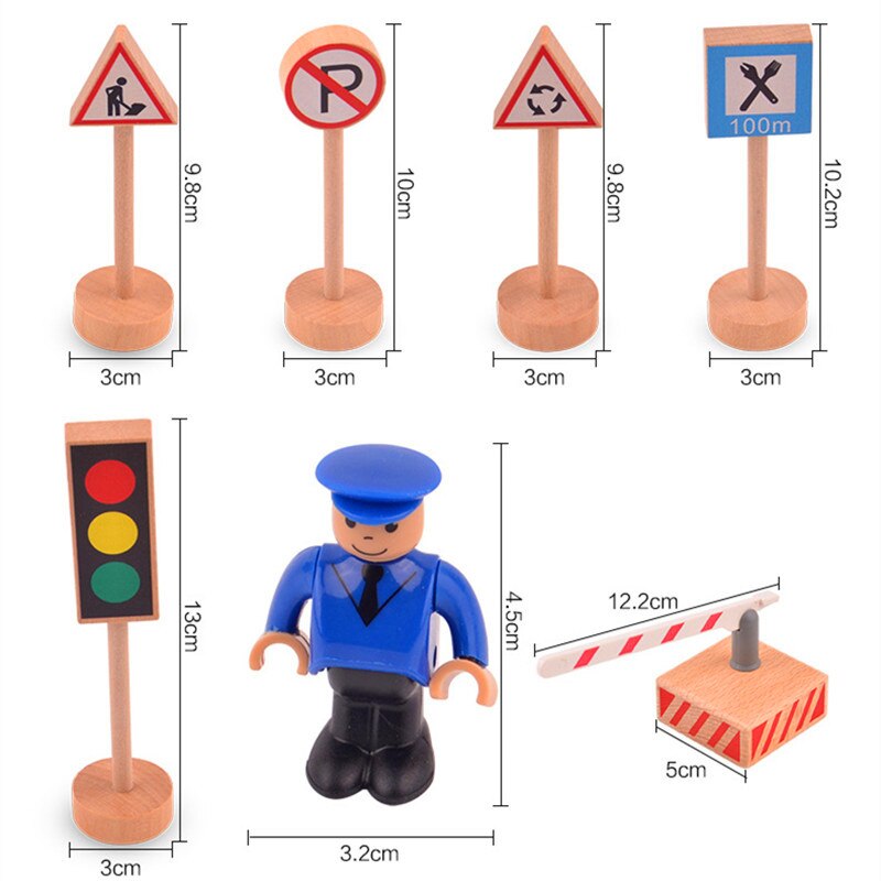 16PCS Colorful Wooden Street Traffic Signs Parking Scene Kids Children Educational Toy Set For Kids Birthday