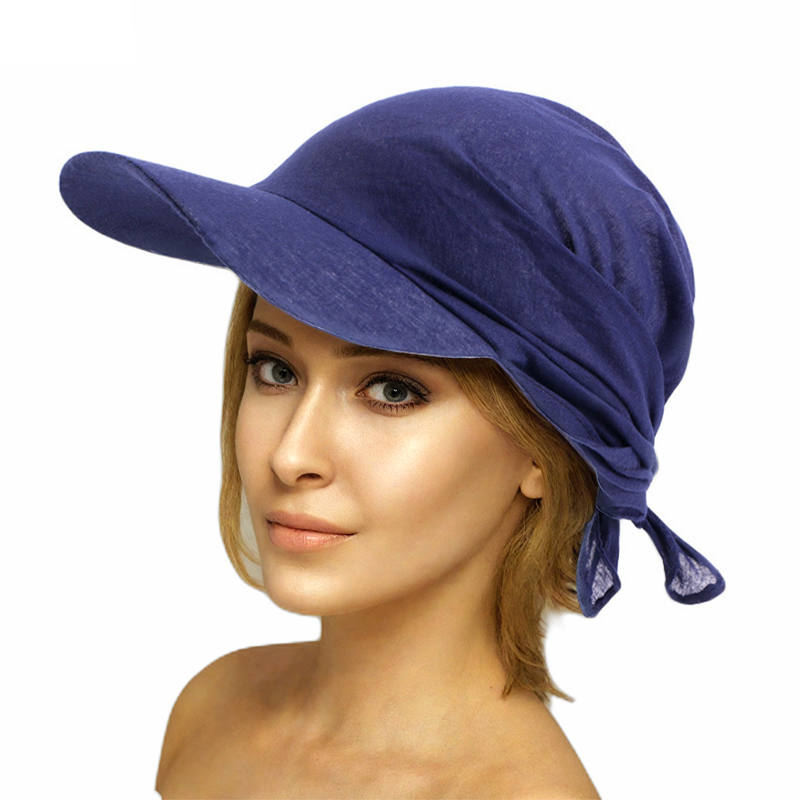 Vrouwen Brim Bandana Sjaal Cap Zonneklep Met Pre-Gebonden Tulband Katoen Hoofddoek Head Cover Haaruitval Sjaal Wrap strand Outdoor Hoed