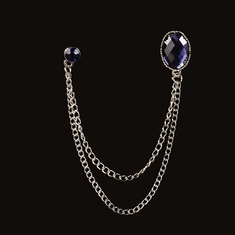 SKEDS-broches de cadena clásicos con diamantes de imitación para hombre, joyería para traje, decoración de cristal Vintage, broche para banquete, insignias, Pin, ramillete