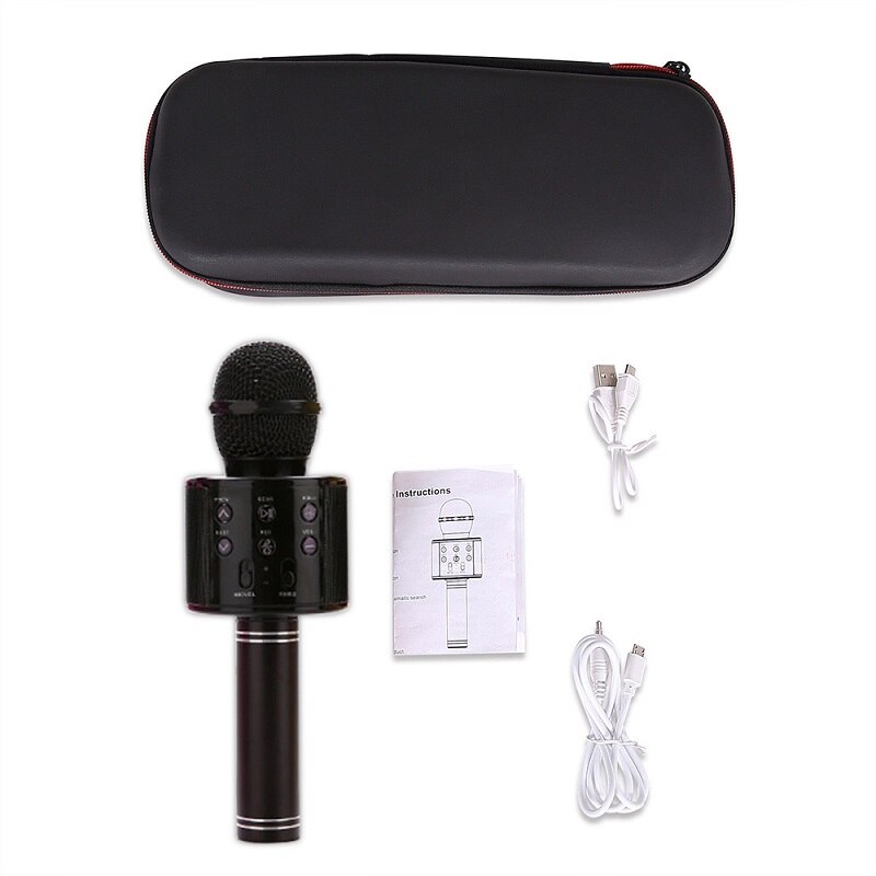 WS858 Microphone sans fil Bluetooth haut-parleur karaoké Version haut de gamme micro KTV lecteur téléphone Mike pour ordinateur scène conférence: black