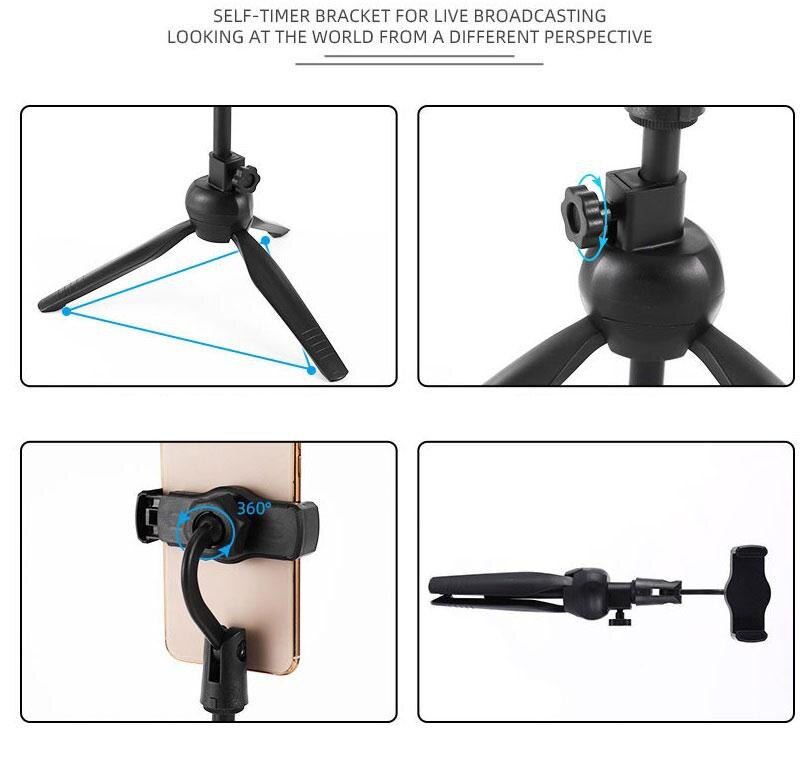 Universal Selfie Stick Live Tripod Monopod Selfie Stand Pod Tripe Mount Clip for Gopro Smartphone SLR Camera