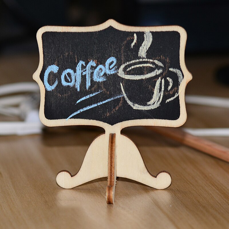 2pcs/Set Mini Cute Wooden Chalk Blackboard Wedding Party Sign Chalkboard Writing Message Note Paint Wood Board Notice Label