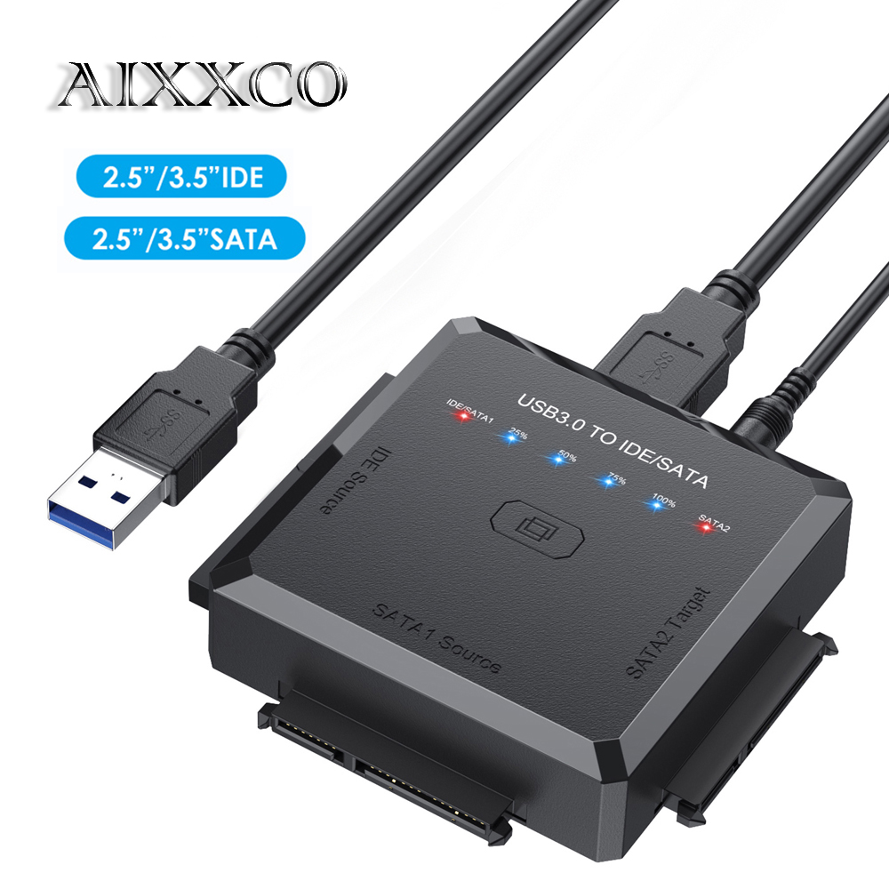 AIXXCO USB 3.0 naar SATA IDE harde schijf adapter converter kabel voor 3,5 2,5 inch HDD/SSD CD DVD ROM CD-RW 3 in 1 IDE SATA adapter