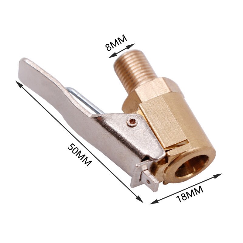 1pcs 6/8mm Brass Car Tire Inflator Chuck Air Compressor Pump Lock on Nozzle Fine Thread Deflation Air Chuck Pump Valve Clip: Screw mouth-8mm