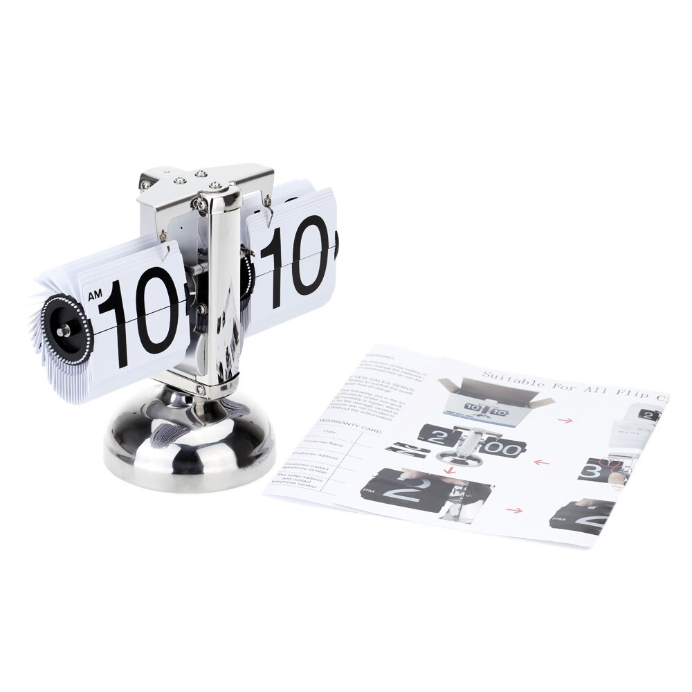 Retro Table Clock Flip Over Small Scale Clock Stainless Steel Internal Gear Operated Flip Timer Quartz Clock For Home Decoration