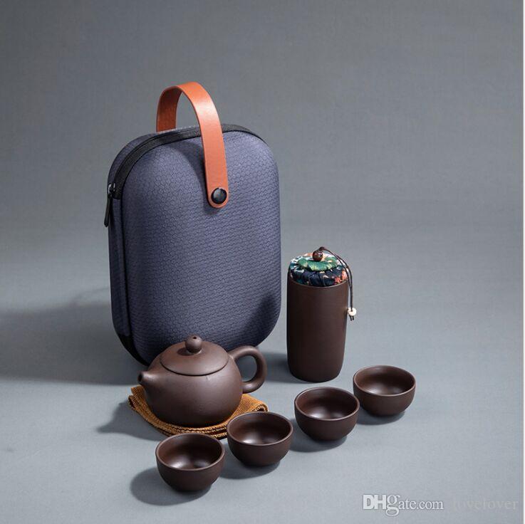 Teaset Paars Zand Reizen Thee Set Een Pot Vier Kopjes 1 Pot Van Draagbare Relatiegeschenken Nieuwjaar