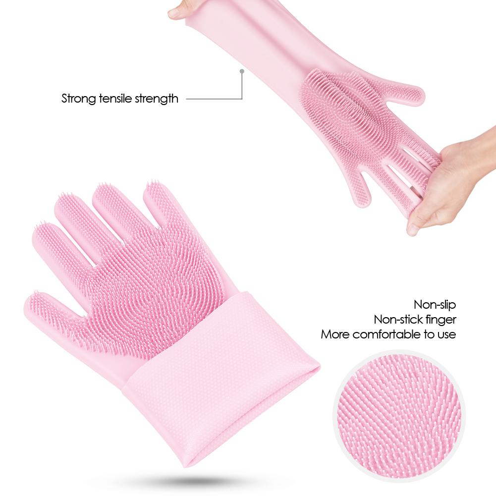 1pcs Silicone Glove Hand-Worn Dishwashing Brush Magic Protect Hands Against High Temperature Cleaning Tool Household Gloves