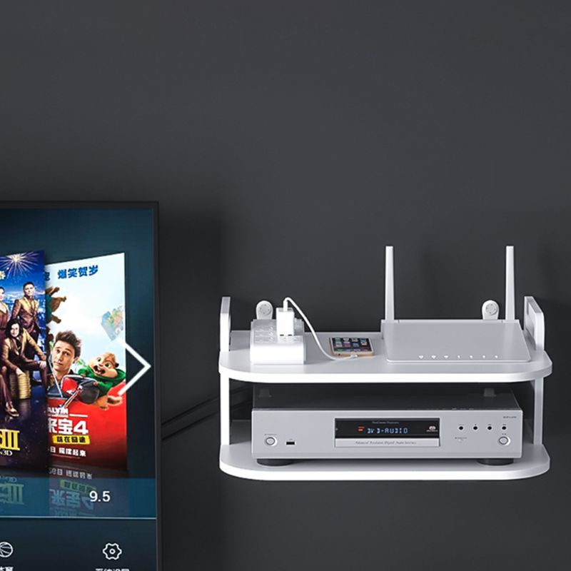 Home TV Cabinet set Top Box Frame Router Shelf Storage Wall Hanging 1XCB