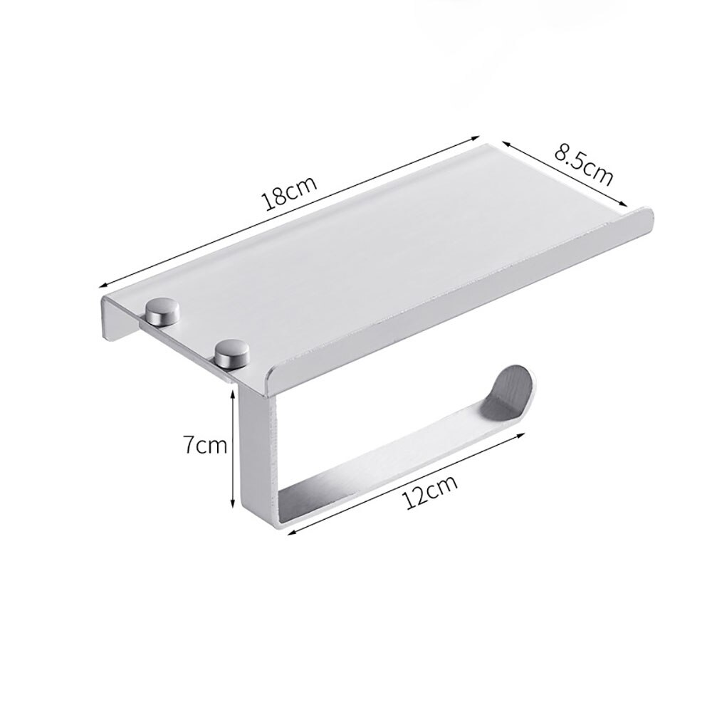 Bathroom Accessories Roll Paper Holder Silver Black 16/18cm Perforated Wall-mounted Tissue Holder 00PTH0801: Silver 18cm