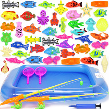 15-68PCS Kids Magnetic Fishing Toy Set Baby Water Toys with Inflatable Pool Magnet Fishing Rod Classic Toys for Children