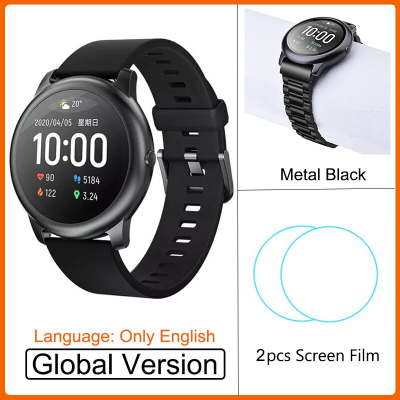 Xiaomi Haylou Solar LS05 Smart Watch Sport Metal Heart Rate Sleep Monitor IP68 Waterproof iOS Android Global Version for Youpin: Add Metal Black