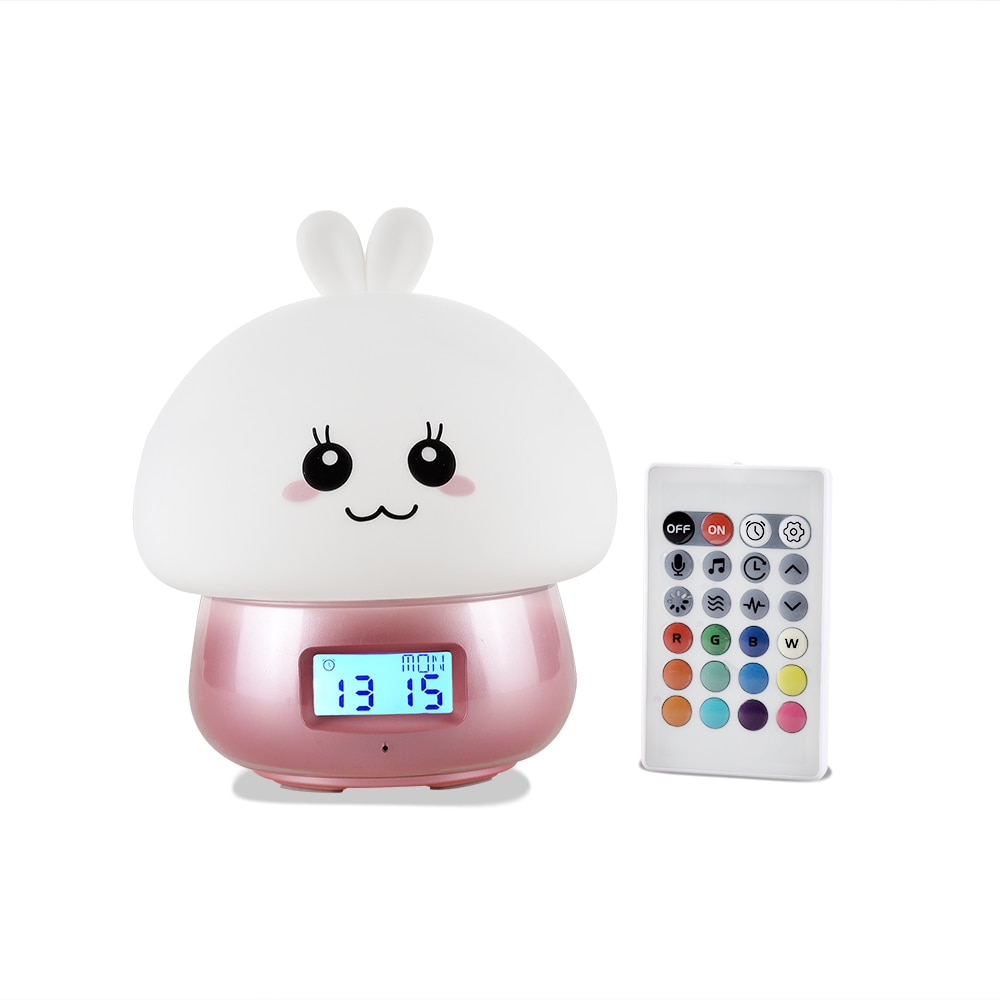Kanin väckarklocka inspelare touch lampa fjärrkontroll rgb led nattlampa usb silikon kanin lampa för barn barn baby