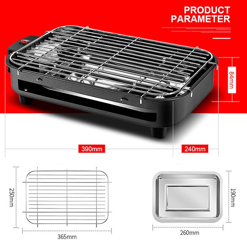 Parrilla eléctrica multifunción de acero inoxidable, parrilla eléctrica sin humo de 220V, 1300W, asador doméstico